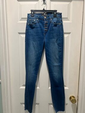 Midheaven Dark Blue High-Rise Button-Fly Skinny Jeans